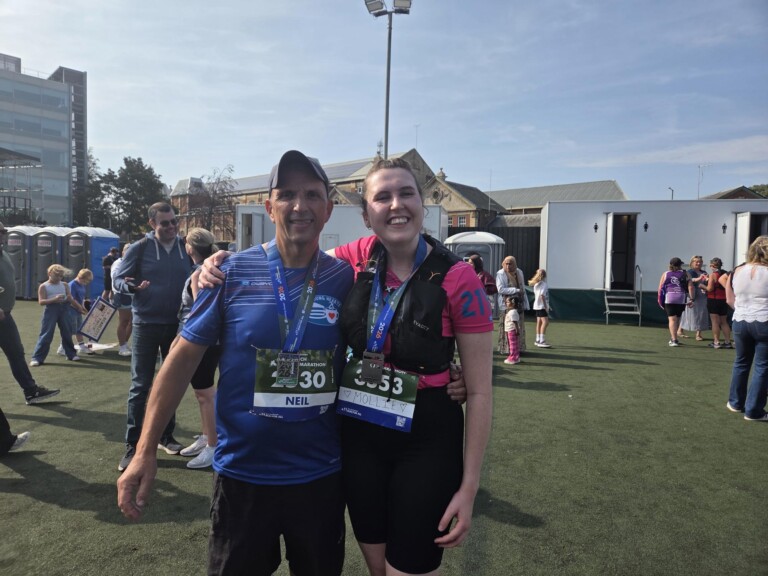 Neil and Mollie complete the Ipswich Half Marathon for 21 Young Hearts